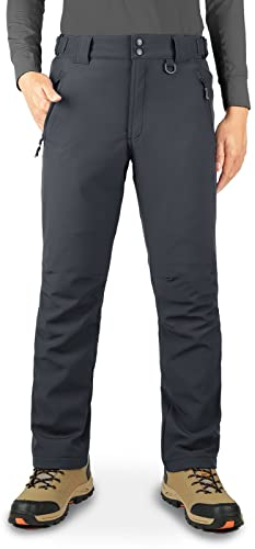 33,000ft Herren Wasserdichte Hose Warm Fleece Gefüttert Ski Schneehose Thermo Softshellhose für Golf Wandern Spaziergang, grau, 38W / 32L