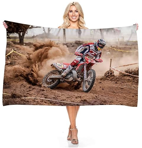 JXSMYT Motorrad Duschtuch Badetuch Handtuch Strandtuch 70 X 140cm,Motocross Motorcycles Badetuch Für Erwachsene, Mikrofaser Handtuch (5,70x140cm)