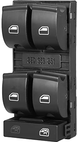 X AUTOHAUX Interruptor Ventana Eléctrica Para Audi A4 B6 00-04 1 Unidad | Color Negro, Material Plástico/Metal, Tamaño 94x44x43mm, OE 8E0959851B, Para Audi A4 B7 2004-2007, 10 Pines