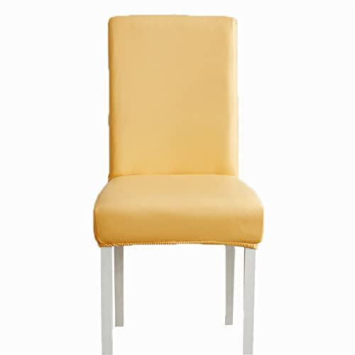 Stuhlhussen Stretch Leder Wasserdicht Stuhlbezug Abnehmbarer Stuhlbezüge für Küchenstühle,Hotel, Bankett (Zartes Gelb,2er Set)