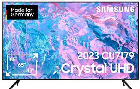 Samsung Crystal UHD CU7179 65 Zoll Fernseher (GU65CU7179UXZG, Deutsches Modell), PurColor, Crystal Prozessor 4K, Motion Xcelerator, Smart TV [2023], Schwarz