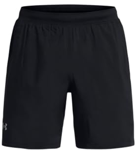 Under Armour UA Launch 7'' Short Pantalones cortos deportivos con interior transpirable para hombre, shorts deportivos muy ligeros, color negro/negro/reflectante