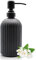 Distributeur de savon en verre de 414 ml avec pompe en acier inoxydable 304 antirouille, distributeur de savon liquide rechargeable pour salle de bain, cuisine, comptoir, buanderie (noir)