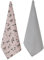 Penguin Home Set of 2 Recycled cotton Tea Towels, Eco Friendly Sustainable Plain Woven & Printed Kitchen Towels, YD Plain Weave Stripe Print Size - 50x70 cm Colour - Grey & Pink Dish Towels