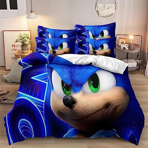 Glurak Hedgehog Bettbezüge und Kissenbezüge für Kinder - Luxus Geschenkset: Sofort einsatzbereit, Inklusive 1x135*200cm Bettbezugs und 1x80*80cm Kissenbezüge
