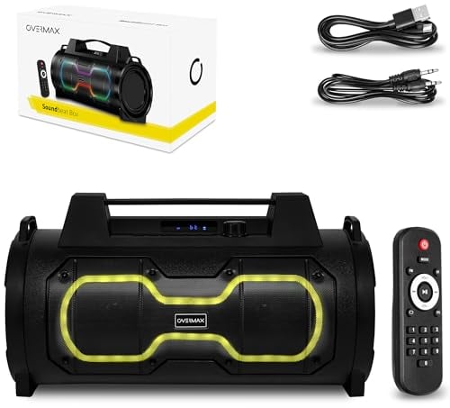 Overmax Soundbeat BOX Altoparlante Portatile Bluetooth 5.1, Potenza Altoparlante Wireless 50W, Funzione Karaoke e TWS Speaker Pairing, Radio FM, Batteria 3600 mAh per fino a 8 ore di funzionamento