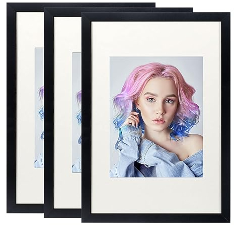 Hengsong Bilderrahmen 50x70 Schwarz,3 Bilderrahmen Set,mit Acryglas&MDF für Family&Kinder,Horizontale oder Vertikale Wandmontage,ca.52.9x72.9cm,Schwarz