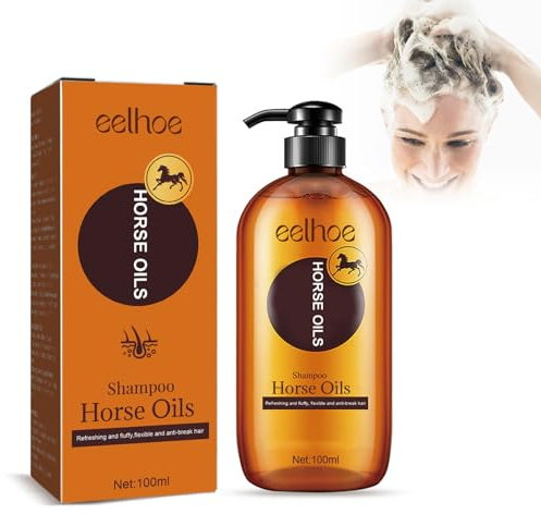 Pferdeöl-Shampoo, Pflegendes Shampoo mit Pferdeöl, Feuchtigkeitsspendendes Pferdeöl, Haarwachstums-Shampoo, für Dünner Werdendes Haar, Haarausfall & Schuppen-Shampoo