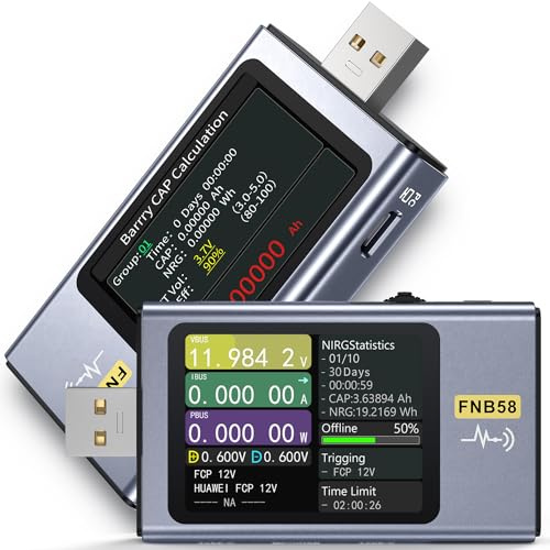 【Professional Level] FNIRSI USB Tester with Bluetooth, USB Power Multimeter 4-28V 7A LCD USB A&C Voltage Current Power Tester Fast Charge Detection Capacity Measurement, PD2.0/PD3.0,QC2.0/QC3.0