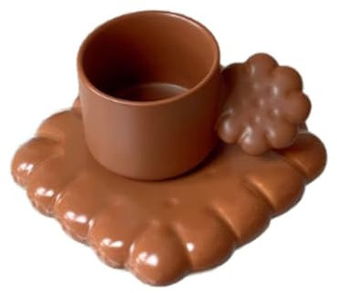 KJUcnHYAC Coffee Cup 1 Set Cute Biscuit Ceramic Coffee Cup Set Tea Latte Milk Mug with Biscuit-Shape Tray Very Suitable for Birthday Gift