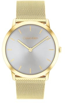 Calvin Klein Montre à Mouvement Quartz Deux Aiguilles pour Homme et Femme Collection Exceptional avec Bracelet Milanais en Acier Inoxydable Argenté ou Doré