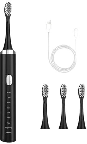 Yeebyars Electric Toothbrush Spazzolino Elettrico Sonico Pasta da dentisti per adulti e bambini, tocca sottomano elettrico ultrasuono con 4 teste da sfregamento, pasta da dentisti portatile con