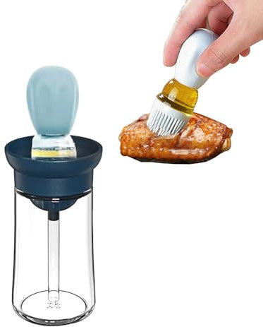 Zasiene 2 en 1 Dispensador de Aceite de Oliva con Brocha Botella de Aceite con Cepillo de Silicona Botella Dispensador de Aceite con Cepillo de Barbacoa con Escala Botella de Aceite con Pincel