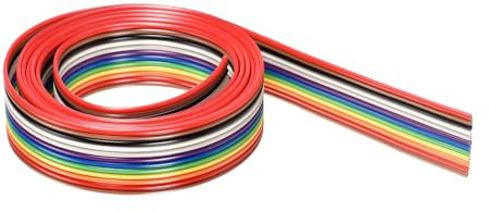 DMiotech 12P IDC Draht Flach Regenbogen Flachbandkabel 1m L 1,27mm Raster | Breadboard Jumper Kabel für Elektronische Projekte