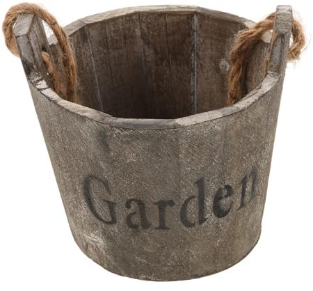 Milisten Jardinière en Tonneau en Bois Rétro pour Jardin Et Terrasse, Pot De Fleurs Vintage De Taille Moyenne Couleur Café, Polyvalent pour Plantation Extérieure, Décoration Rustique Solide