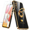 Nonional for Samsung Galaxy A14 5G/4G Case with 2 Pack Screen Protector, 360° Rotatable Ring Holder [Luxury Hearts Pattern] Plating Gold Edge Slim Soft Phone Cover Case for Galaxy A14 - Black