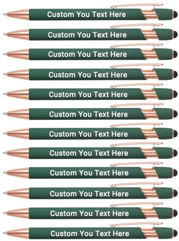 Zoonnis 12 Pcs Personalisierte Kugelschreiber mit Stylus-Tipps für Business Personalisierte Gravierte Stift in Bulk für Frauen Männer mit Namen Text Benutzerdefinierte Stift mit Schwarzer Tinte