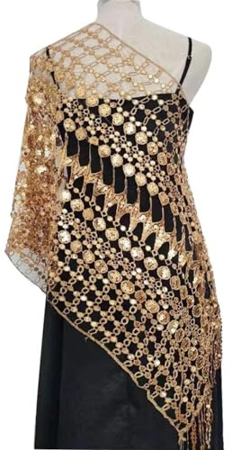 YUECIBAI Schal Damen Glitzer Abendkleid Schal Damen Gold Schwarz Boleros Achsel Zucken Wraps Braut Brautjungfer Hochzeits Schal Bolero Cape