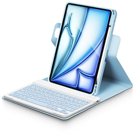 Bettdow für iPad Air 11 Zoll M3 2025/ M2 2024 Tastatur Hülle, Hoch-/Querformat Verwenden, QWERTZ Layout Abnehmbarer Tastatur mit Hülle für iPad Air 11 Zoll 2024/2025, Air 5.Gen/4.Gen 10.9, Blau