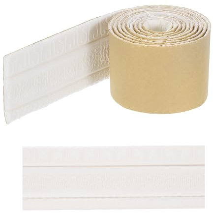 sourcing map 3D Wall Edging Self-Adhesive 89x3.1 Flexible Peel and Stick Molding Trim for Wall Mirror Door Wardrobe Gap Sealing Frame Lines, White