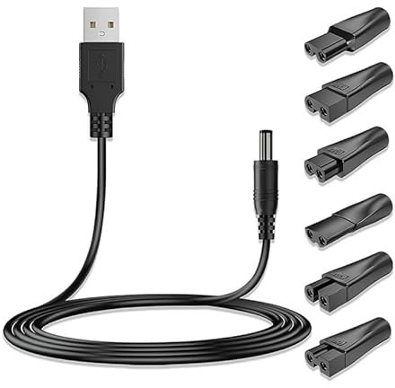 USB Netzkabel Kabel Rasierer Ladegerät Ersatz-Netzteil-Ladegerät Rasierer-Ladekabel-Set, 5V USB Adapter Set, für eine Vielzahl von elektrischen Haarschneidern, Rasierern