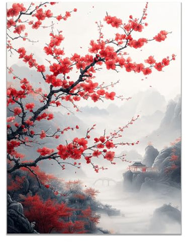 JOSUE Deco Toilette, Impression sur Toile Decoration Murale, Peinture à l’encre Tableau Affiches et Impressions Peinture Mur Art Photos - 50x70cm Sans cadre(Rouge)
