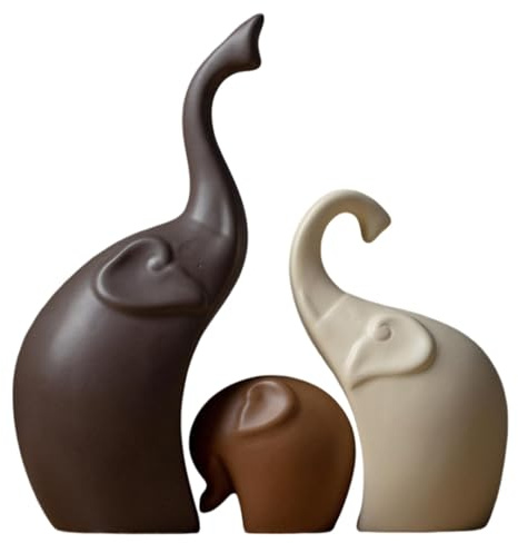 Jubilofex mit DREI Figuren – 3 Stück Keramikfiguren, Moderne Tierfiguren | Kunstfiguren für die, charmantes Wohnaccessoire für Wohnzimmer