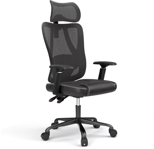 ACGAM Sedia da Ufficio Ergonomica, Sedia da Scrivania con Supporto Lombare, Comoda Poltrona Gaming per Adulti, con Braccioli Regolabili e Schienale in Rete Traspirante, Ideale per Casa e Ufficio.