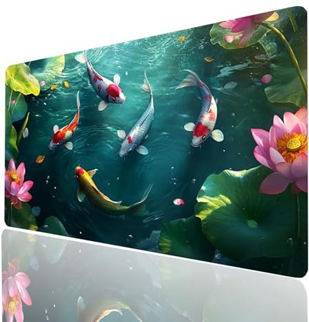 Animal Mouse mat Fish Gaming Mouse Pad Large 28x12x0.12 Inch Stitched Edges Washable, Desk Mat Non-Slip Rubber Base, Mousepad Improves Speed Precision for Laptop PC Wireless Keyboard Model-09952