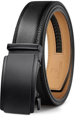 BESTKEE Gürtel Herren,Automatik Ledergürtel, Ratschengürtel Herren, 35mm lochloser Gürtel, Herrenanzug Businessgürtel, Größenverstellbar