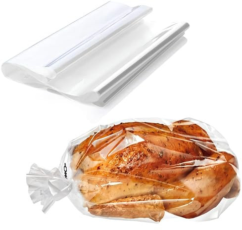 TB1 Large Roasting Bags for Oven & Microwave | Pack of 60 | 250×380mm BPA-Free Heatproof Cooking Bags | 1.5L Food-Safe Steam-Lock Pouches for Meat, Fish, Veg | Mess-Free Cooking