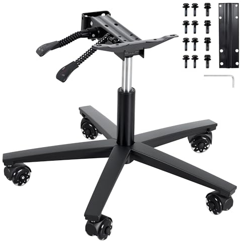 Frassie Office Gaming Chair Metal Base Set Replacement Part Wide Legs with Adjustment Backrest Tilt Mechanism 1 Gas Cylinder 5 Wheels