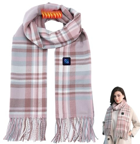 Tarqite Beheizbarer Schal Damen, USB Wärme Heizschal mit 3 Heizstufen, Waschbarer USB Elektrischer Beheizter Schal, Winter Schal Warm für Outdoor Camping Reisen Laufen (Hellrosa)