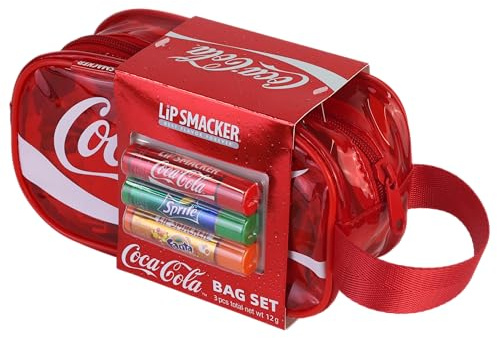 Lip Smacker Coca-Cola Handy Bag Set, 3 Lippenbalsame für Kinder mit Originalem Coca-Cola-Geschmack, Transparent und Feuchtigkeitsspendend
