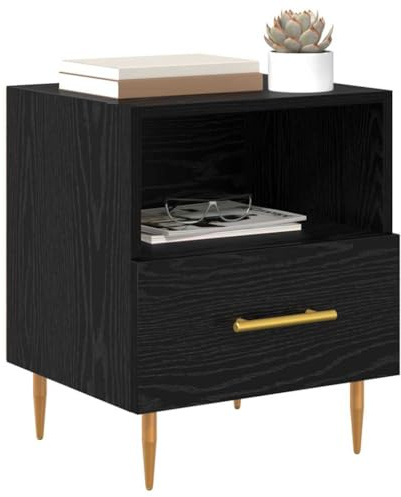 vidaXL Bedside Table 2 pcs Black 40 x 35 x 47.5 cm Engineered Wood, A Rustic Nightstand, Vintage Style Bedside Table, Storage Unit For Display, Functional Bedroom Accent Organizer, Modern Design