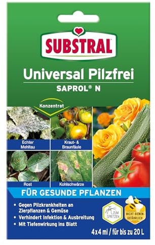 Substral Universal Pilzfrei Saprol – 4 × 4 ml | Bekämpft Pilzkrankheiten an Gemüse- und Zierpflanzen | Mit Tiefenwirkung ins Blatt | Für Freiland und Gewächshaus