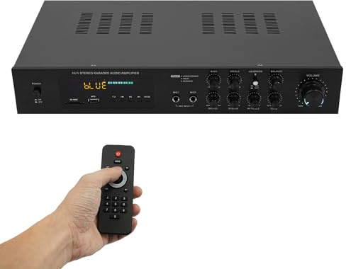 KiwiHood Amplificador Bluetooth de 600 W con mando a distancia, 5.1 canales, para cine en casa, karaoke, compatible con SD/USB/RCA/AUX/MP3 y radio FM, con pantalla LED