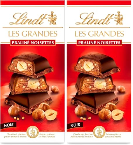 LES GRANDES PRALINÉ NOIR NOISETTES Tablette 225 g (Lot de 2)