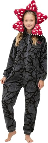 HshDUti Pigiama intero unisex Demogorgon da donna a maniche lunghe con cappuccio, in pile di flanella, pigiama invernale natalizio per adulti e bambini (bambini, 130)