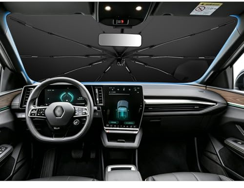 SHAOHAO Compatible con Renault Megane E-Tech 2022-2026 Protector Solar para Coches Parabrisas Visera Solar Fácil Almacenamiento Tirador con cordón Protección UV Protector Solar Accesorios Parasol