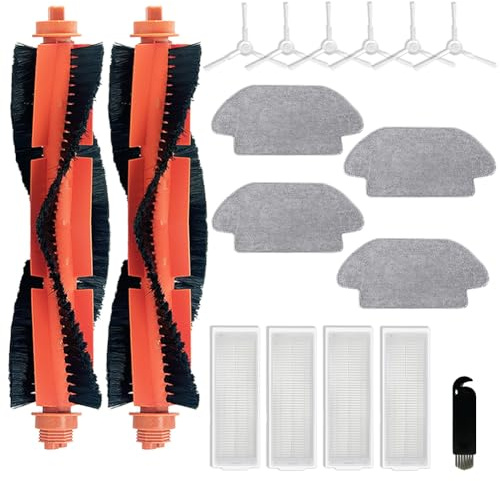 Set di accessori compatibile con Xiaomi Mi Robot Vacuum Mop 2S / Mop Pro/Mop P / STYJ02YM / S12 / S10 EU robot aspirapolvere, pezzi di ricambio con 2 spazzole principali, 4 filtri HEPA, 4 salviette, 6