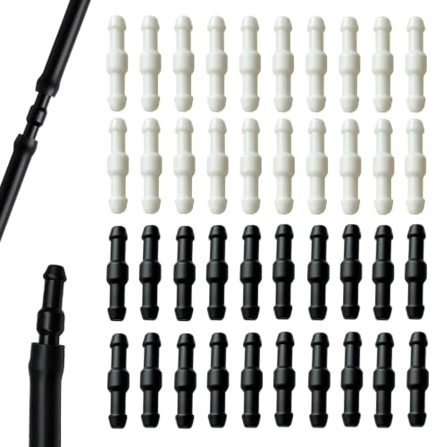 40 Pièces Connecteur de Tuyau d'Essuie-Glace de Voiture en Forme de I | Raccord de Durite de Lave-Glace Universel, Kit de Réparation Automobile en Plastique Robuste, Noir et Blanc