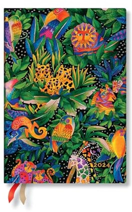 Paperblanks Agende Flexi a Copertina Morbida di 12 Mesi 2024 Canzone delle Giungla | Orizzontale | Midi (125 × 175 mm)