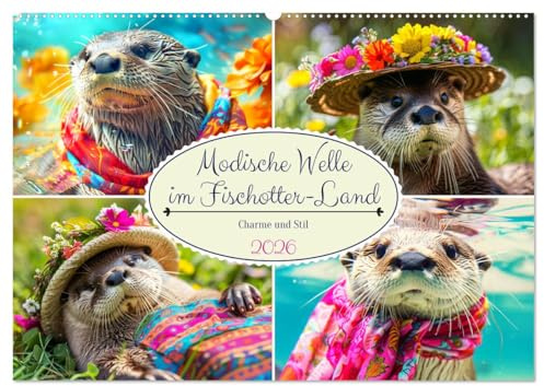 Modische Welle im Fischotter-Land. Charme und Stil (Wandkalender 2026 DIN A2 quer), CALVENDO Monatskalender: Schwimmende Models bezaubern das ganze Jahr! (CALVENDO Tiere)
