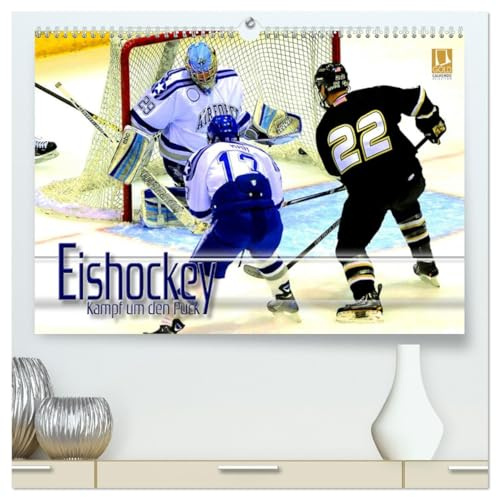 Eishockey - Kampf um den Puck (hochwertiger Premium Wandkalender 2026 DIN A2 quer), Kunstdruck in Hochglanz: Dynamische Actionszenen und faszinierende ... der Welt des Eishockeysports (CALVENDO Sport)