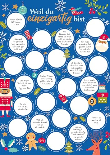 Weil du einzigartig bist – Der Rubbel-Adventskalender für Jungs: 24 Mutmachsprüche zum Freirubbeln. Tolles Geschenk für Sohn, Neffe und Enkel. Für mehr Mut und Selbstbewusstsein. Ab 10