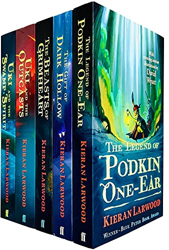 The Five Realms Series Books 1 - 5 Collection Set by Kieran Larwood (Legend of Podkin One-Ear, Gift of Dark Hollow, Beasts of Grimheart, Uki and the Outcasts & Uki and the Swamp Spirit)