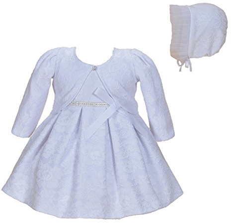 Cinda Baby-Mädchen-Spitze-Tauf-Party-Kleid mit Mütze Weiß 80-86/ 12-18 Monate (Mit bolero)
