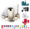 6tlg Badset Badezimmer Zubehör Set Organizer: Seifenspender, Zahnputzbecher, Kosmetikeimer, WC Bürste und Halter, Seifenschale, Mülleimer, Zahnbürstenhalter, Badgarnitur (Beige Design 1)