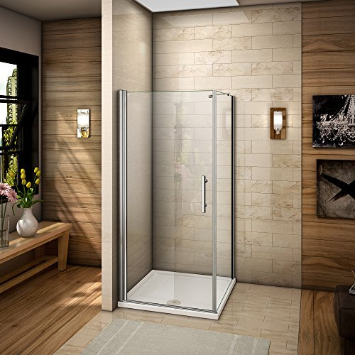 AICA ITALY Angolo doccia cabina per bagno temperato trasparente di vetro Pulizia facile anticalcare Altezza: 185 centimetri 100x70cm (Porta X parete laterale)